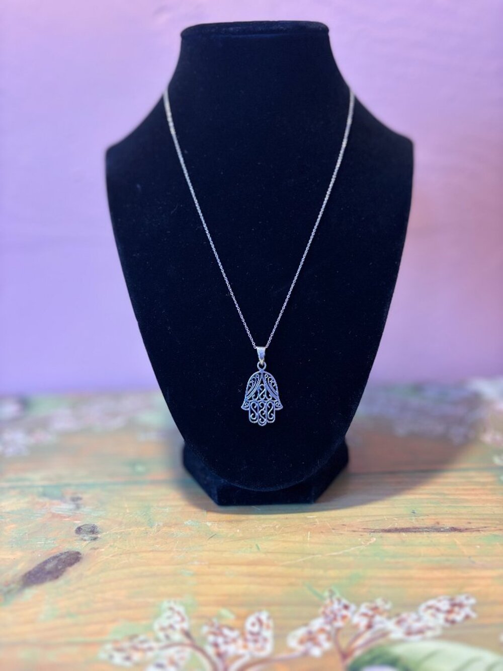 Hamasa Hand Intricate Detail Fililgree 925 Silver Necklace